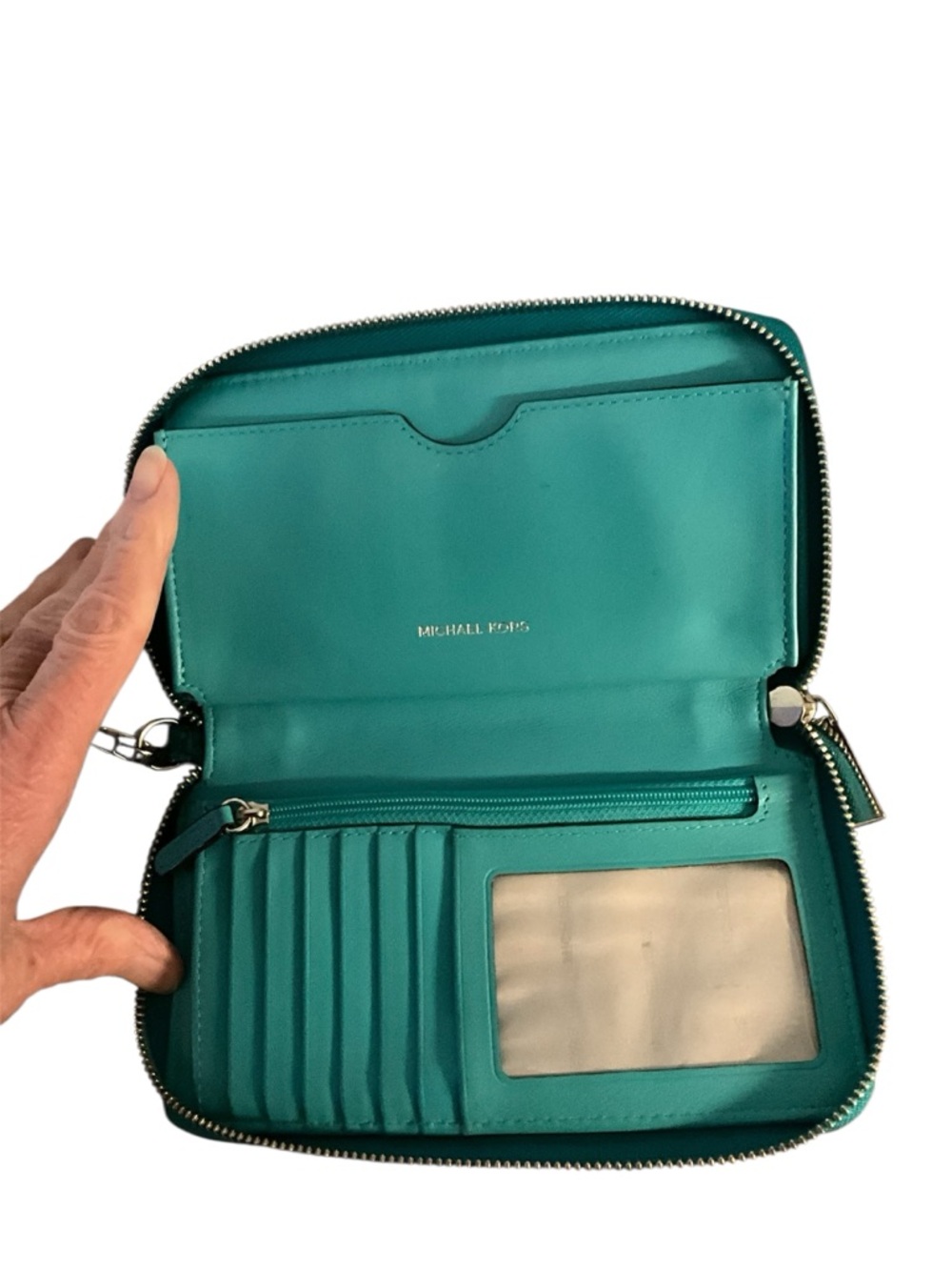 Michael Kors Teal Patent Leather Wristlet Clutch - Picture 3 of 3